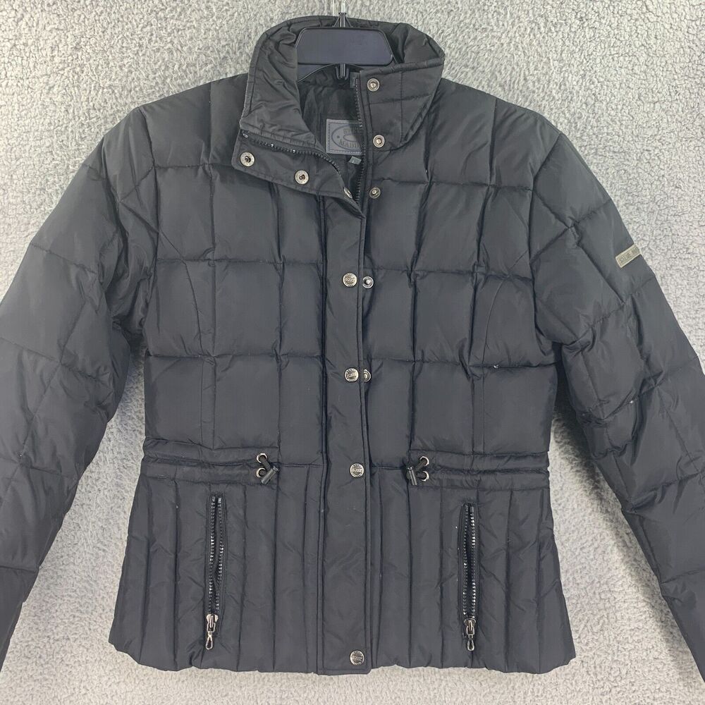 Steve Madden Womens Jacket Puffer Down Sz L Black Nylon Zipper Quilted